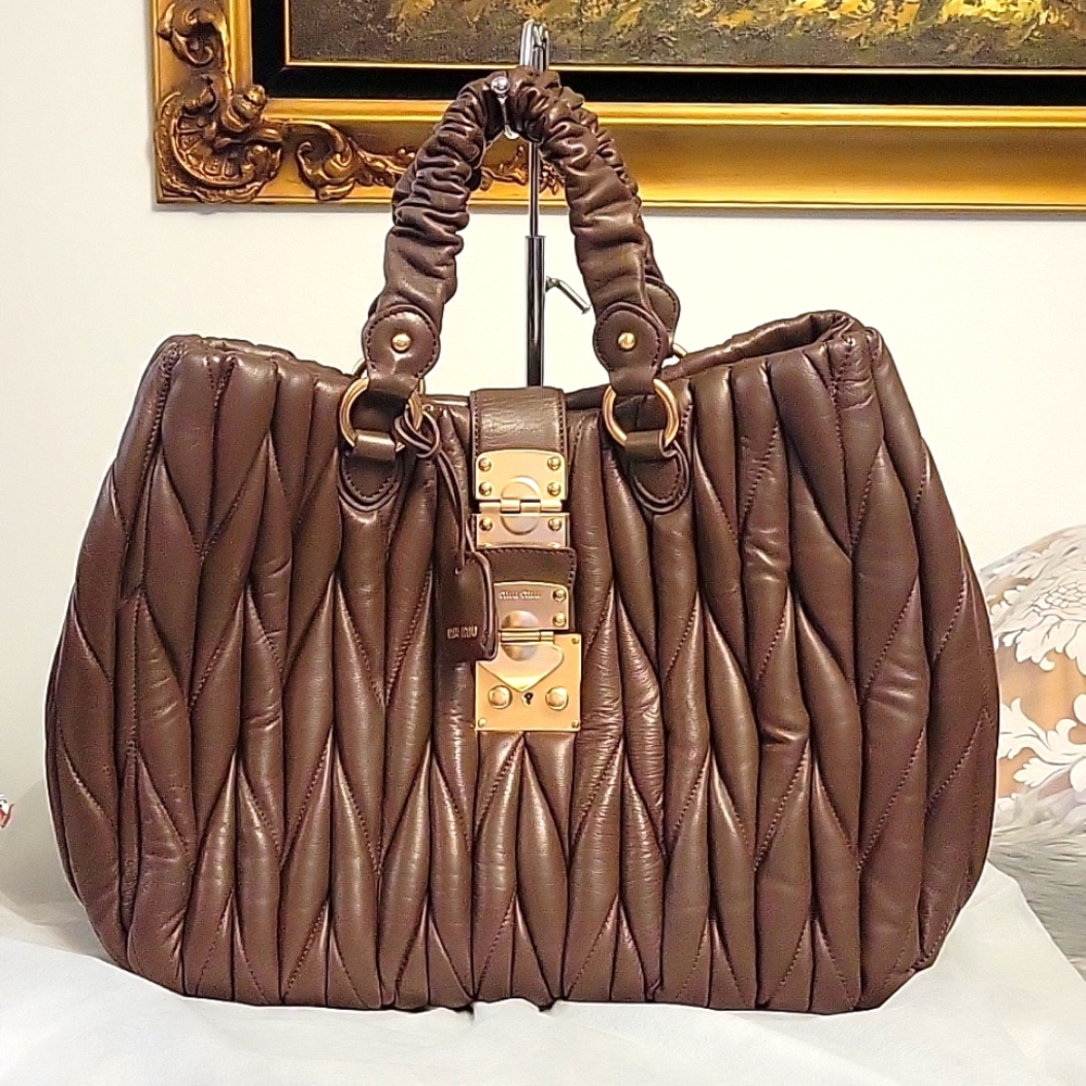 MIU MIU Matellase leather Large Satchel handbag